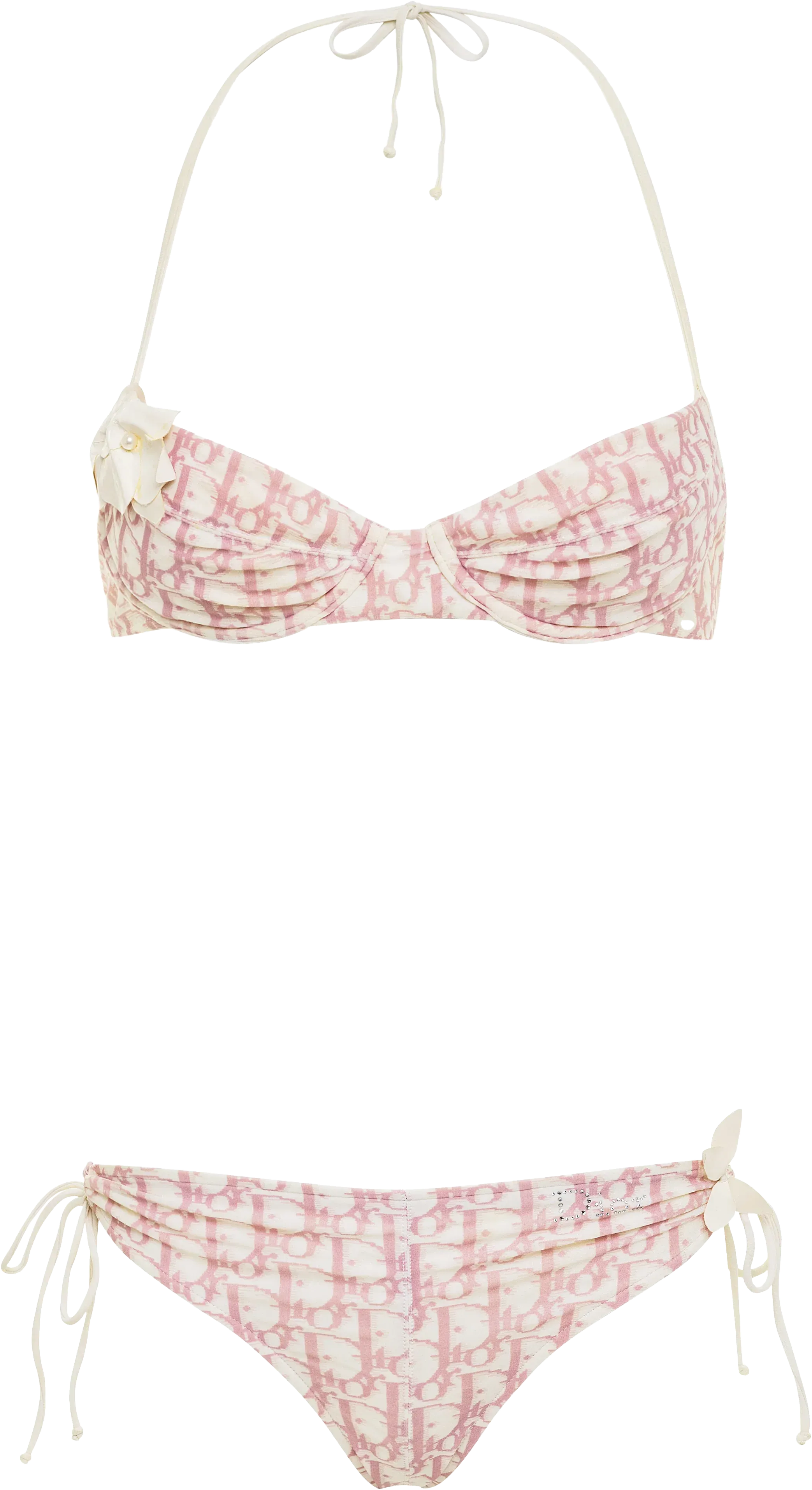 Christian Dior Pink Diorissimo Monogram Two-Piece Swimsuit w/Flower Accent