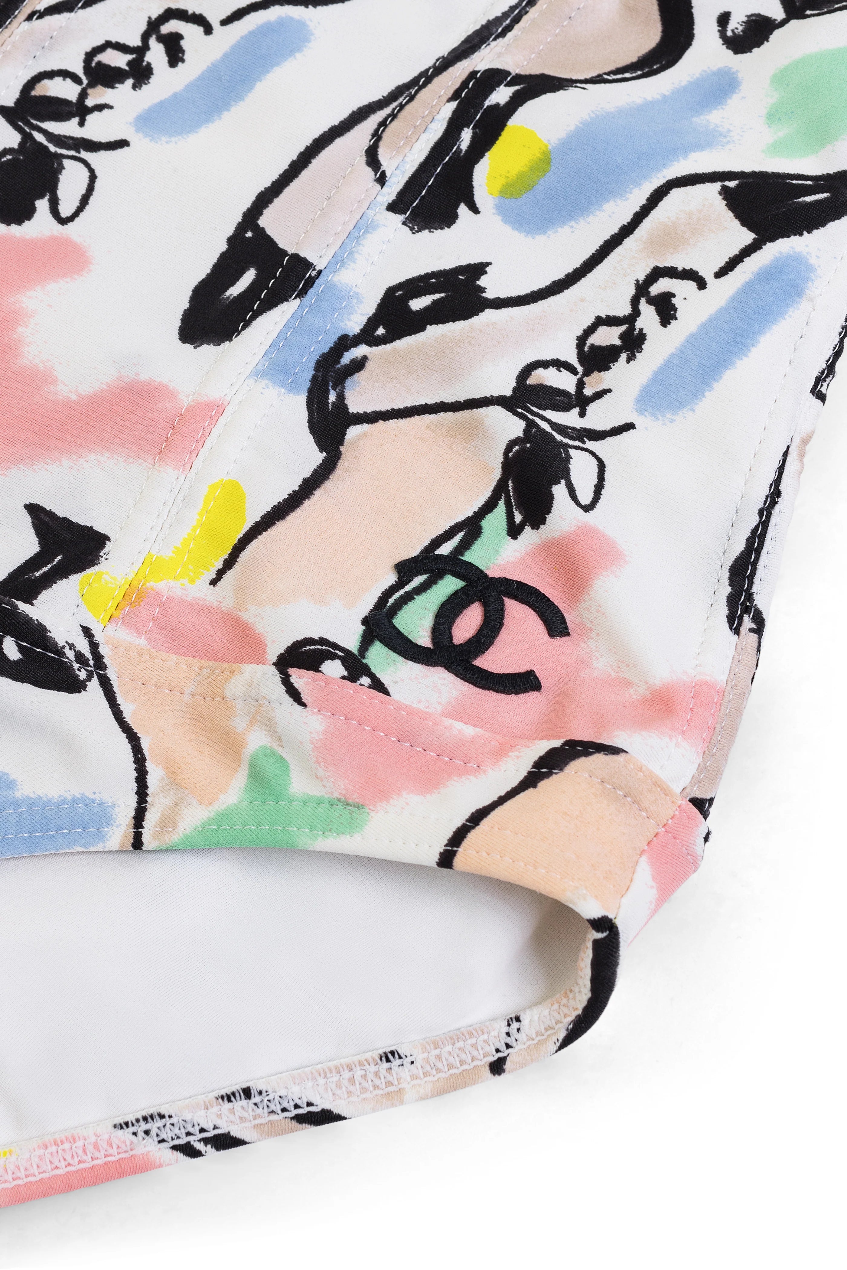 Chanel Bustier Shoe-Print One-Piece Swimsuit