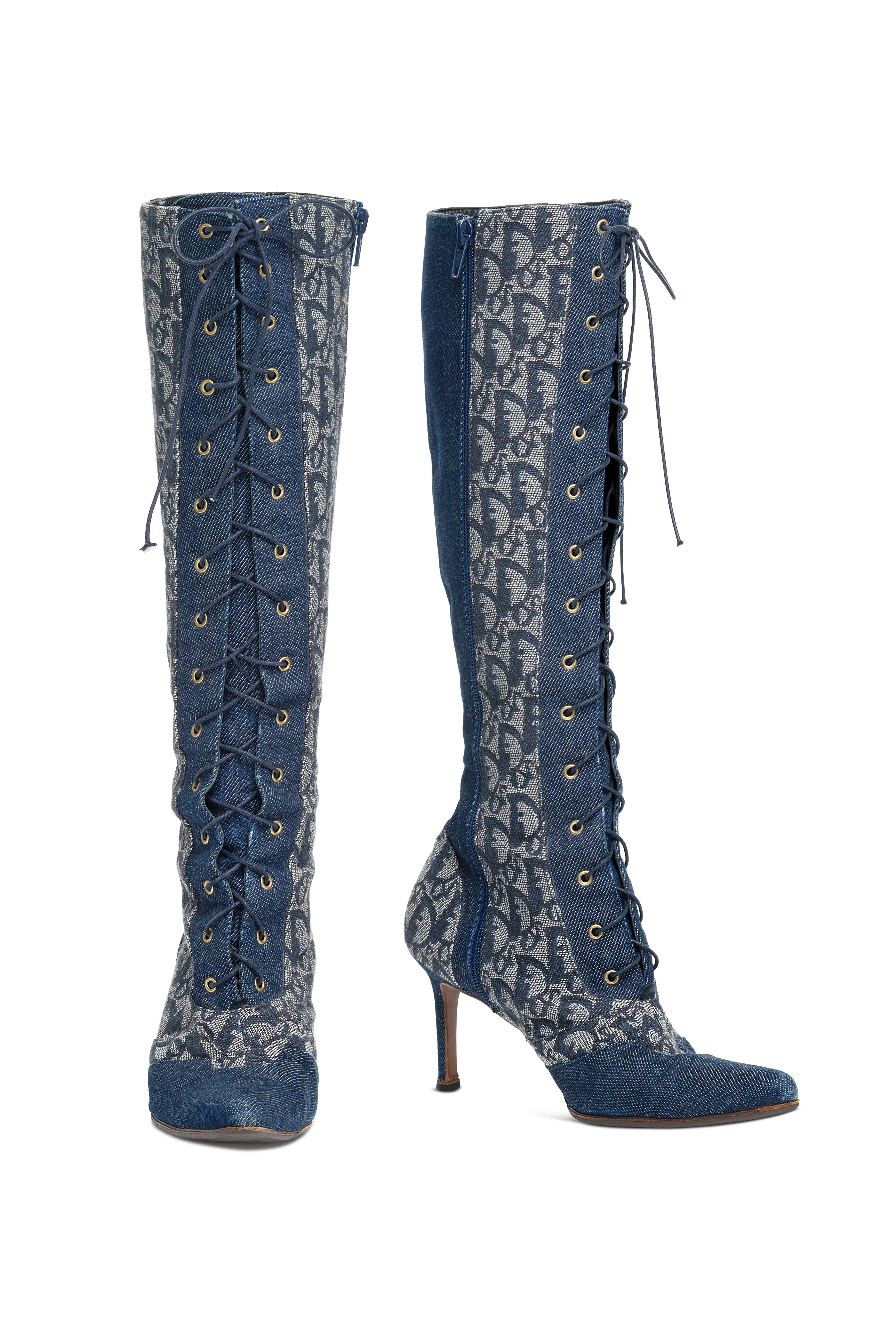 Christian Dior Spring 2000 Blue Denim Monogram Boots