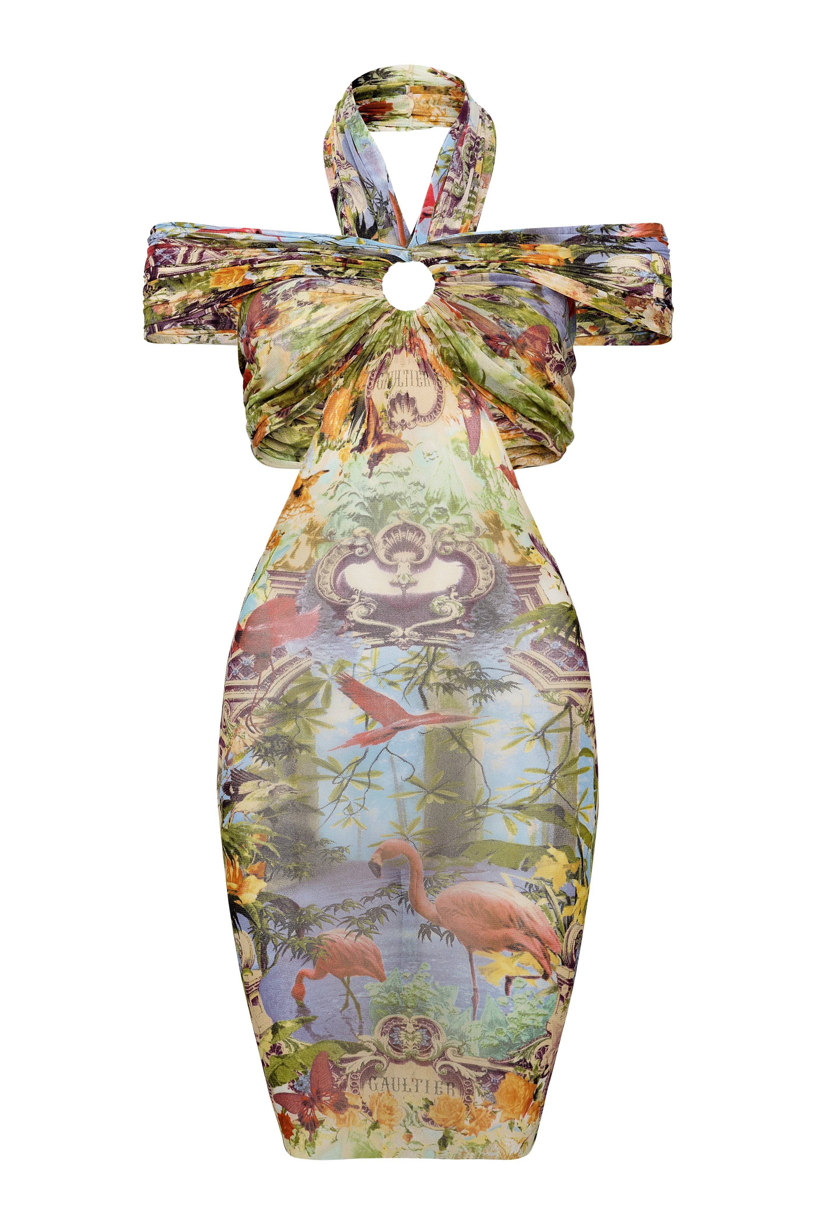 Jean Paul Gaultier Soleil Flamingo Mesh Dress