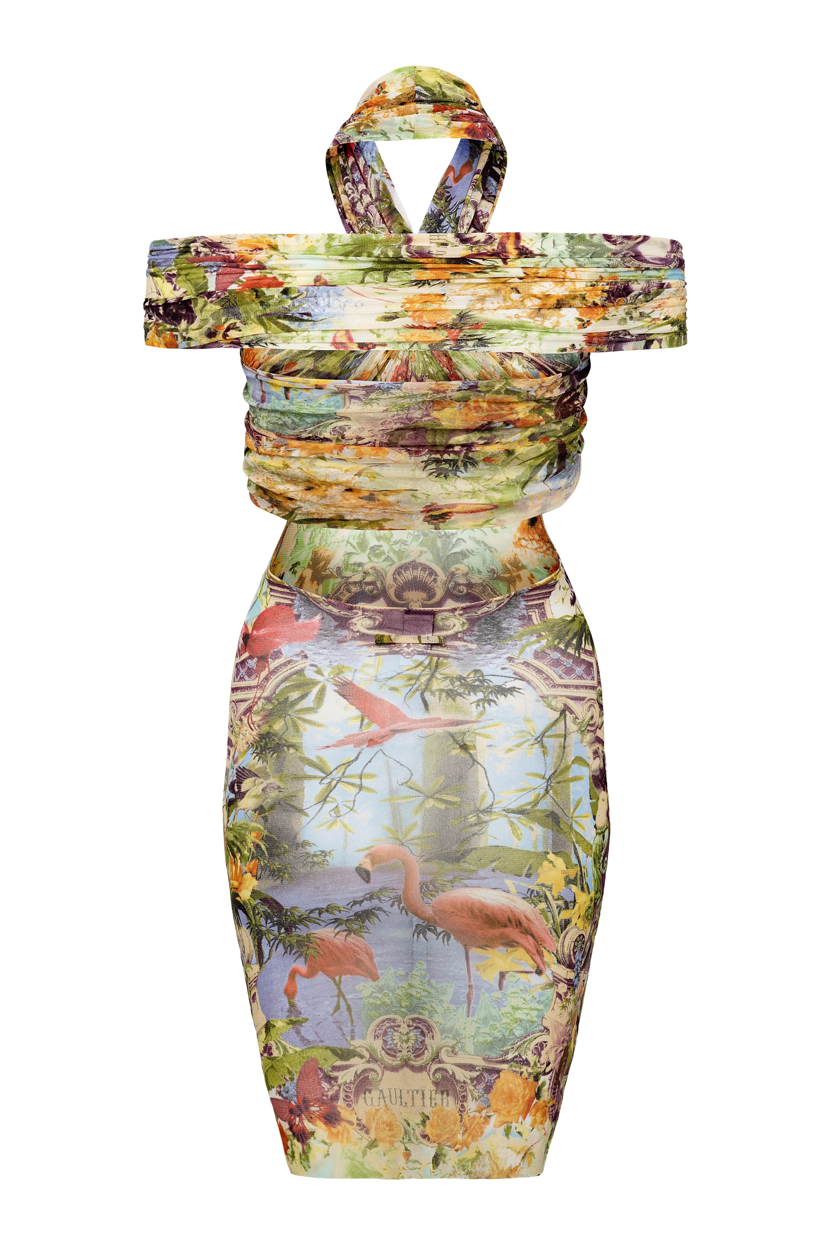 Jean Paul Gaultier Soleil Flamingo Mesh Dress
